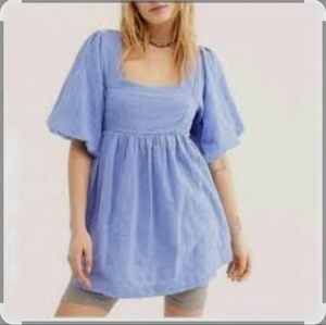 Free People Light Blue Puff Sleeve Dress